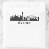 Sydney, Australien | Schwarz-Weiß-City-Skyline Rechteckiger Aufkleber (Tasche)