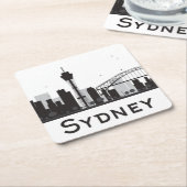 Sydney, Australien | schwarze u. weiße Rechteckiger Pappuntersetzer (angewinkelt)