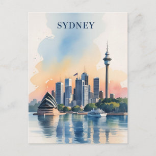 Sydney Australien Skyline Aquarell Reise Postkarte