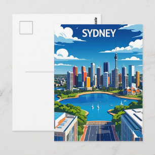 Sydney Australien Skyline Sonnenuntergang Retro Re Postkarte