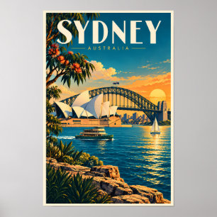 Sydney Australien Sonnenuntergang Illustration Rei Poster