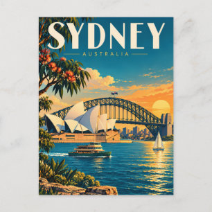 Sydney Australien Sonnenuntergang Illustration Rei Postkarte