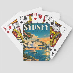 Sydney Australien Sonnenuntergang Illustration Rei Spielkarten