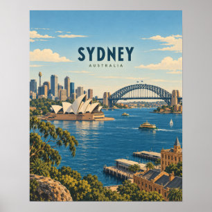 Sydney Australien Vintage Reise Kunst Poster