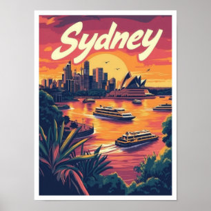 Sydney Australien Vintage Reiseillustration Poster