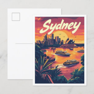 Sydney Australien Vintage Reiseillustration Postkarte