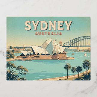 Sydney Australien Vintage-Reisepostkarte | Folien Feiertagspostkarte