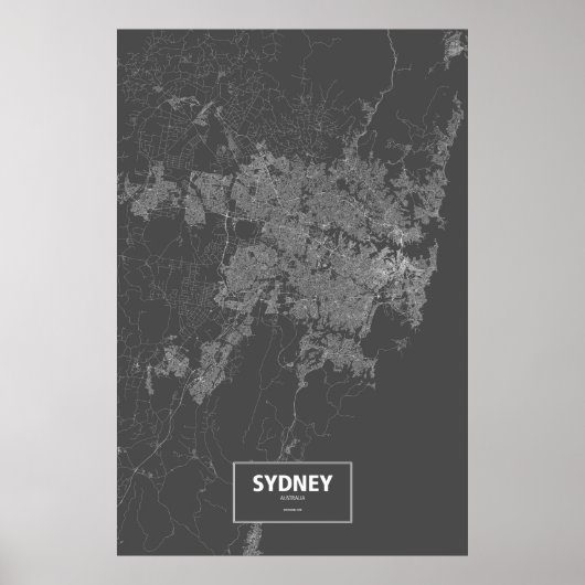 Sydney, Australien (weiß auf schwarz) Poster (Vorne)