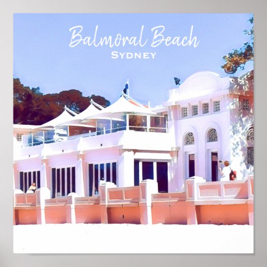 Sydney Balmoral Beach Rettro Bathers Pavillion Poster (Vorne)