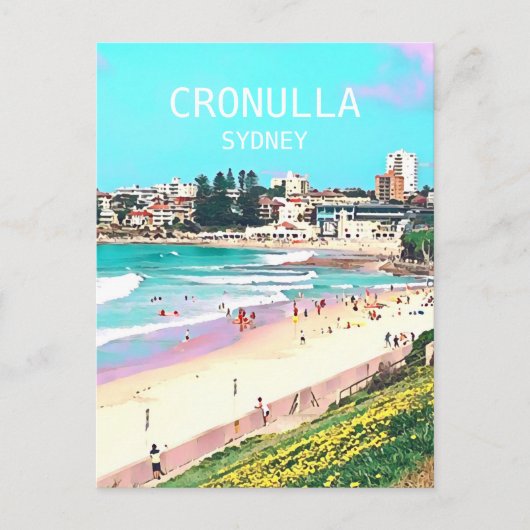 Sydney beach Cronulla digital art travel Postkarte (Vorderseite)
