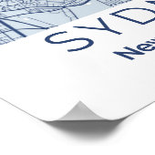 Sydney Blue Gray Mininmalist Mauer Karte Poster (Ecke)