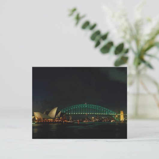 Sydney Bridge and Opera House at night, Australien Postkarte (Stehend Vorderseite)