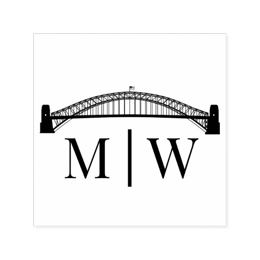 Sydney Bridge Einfaches Brautpaar Hochzeit 2 Anfan Permastempel (Design)