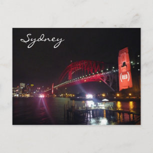 Sydney Bridge Rote Nacht Postkarte
