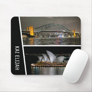 Sydney by Night, Australien, Schwarz Personalisier Mousepad