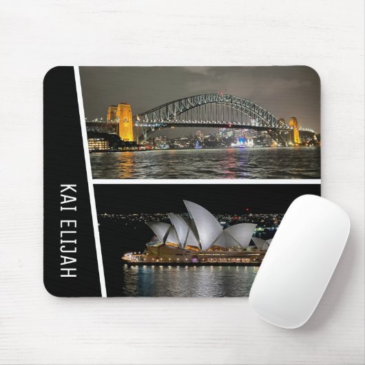 Sydney by Night, Australien, Schwarz Personalisier Mousepad (Mit Mouse)