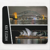 Sydney by Night, Australien, Schwarz Personalisier Mousepad (Vorne)