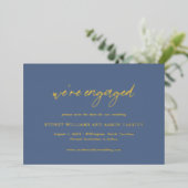 Sydney Dusty Blue Modern Wedding retten das Datum Folieneinladung (Stehend vorne)