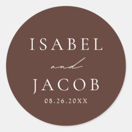 SYDNEY Espresso Brown Gastgeschenke Hochzeiten Runder Aufkleber