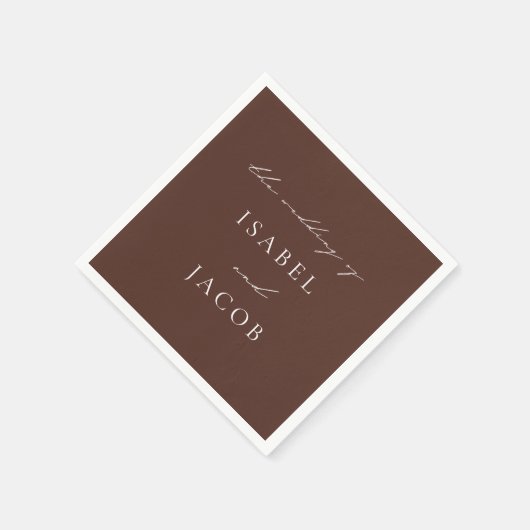 SYDNEY Espresso Brown Minimal Wedding Serviette (Ecke)