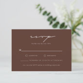 SYDNEY Espresso Brown Wedding RSVP Karte (Stehend Vorderseite)