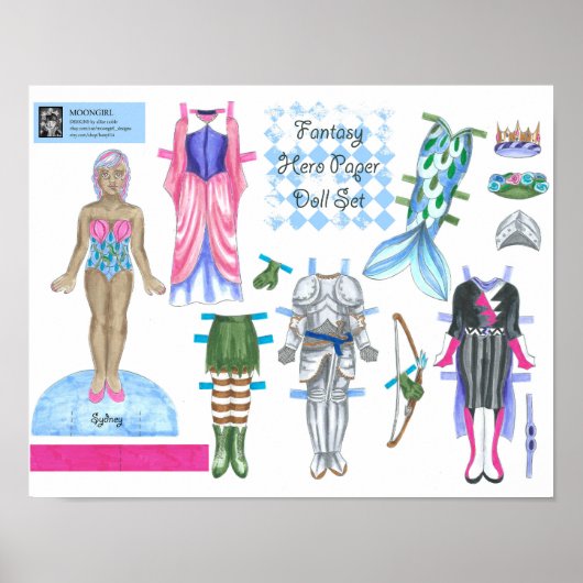 Sydney Fantasy Hero Paper Doll - Play or Display Poster (Vorne)