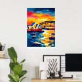 Sydney Fauvist Cityscape – Opera House Harbour Poster (Heimbüro)