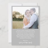 Sydney Gray Modern Wedding Dankeskarte (Rückseite)