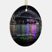 Sydney Harbor Bridge, beschriftet, Weihnachtsheili Keramik Ornament (Rechts)