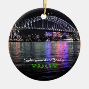 Sydney Harbor Bridge, beschriftet, Weihnachtsheili Keramik Ornament