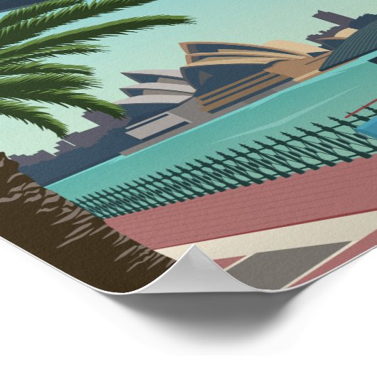 Sydney Harbour Australia Vintage Travel Poster (Ecke)