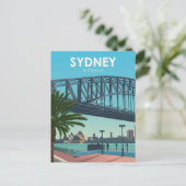 Sydney Harbour Australia Vintage Travel Postkarte (Stehend Vorderseite)