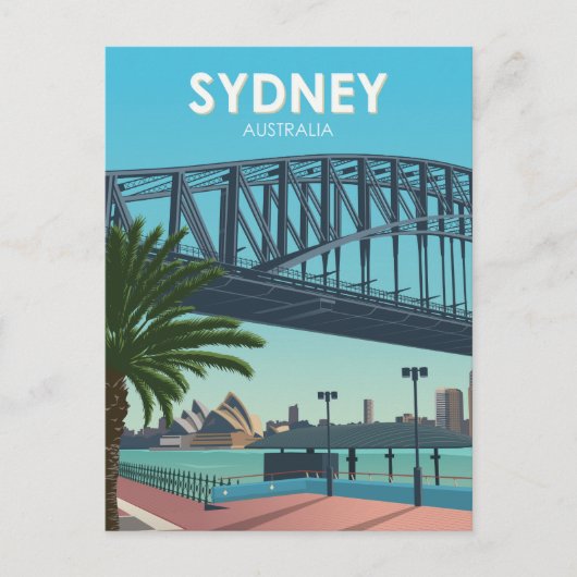 Sydney Harbour Australia Vintage Travel Postkarte (Vorderseite)