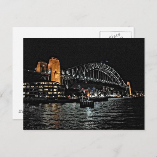 Sydney Harbour Bridge at Night - Australien Postca Postkarte (Vorne/Hinten)