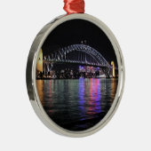 Sydney Harbour Bridge bei Nacht Silbernes Ornament (Rechts)