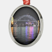 Sydney Harbour Bridge bei Nacht Silbernes Ornament (Links)