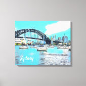 Sydney Harbour Bridge blauer Himmel mit Jachten Leinwanddruck (Vorderseite)