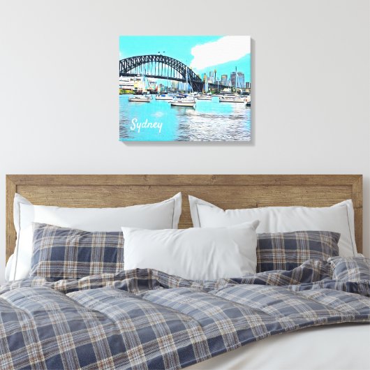 Sydney Harbour Bridge blauer Himmel mit Jachten Leinwanddruck (Insitu (Schlafzimmer))