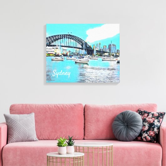Sydney Harbour Bridge blauer Himmel mit Jachten Leinwanddruck (Insitu (Wohnzimmer))