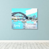 Sydney Harbour Bridge blauer Himmel mit Jachten Leinwanddruck (Insitu (Holzboden))