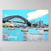 Sydney Harbour Bridge blauer Himmel mit Jachten Poster (Vorne)