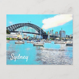 Sydney Harbour Bridge blauer Himmel mit Jachten Postkarte