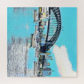 Sydney Harbour Bridge blauer Himmel mit Jachten Puzzle (Horizontal)