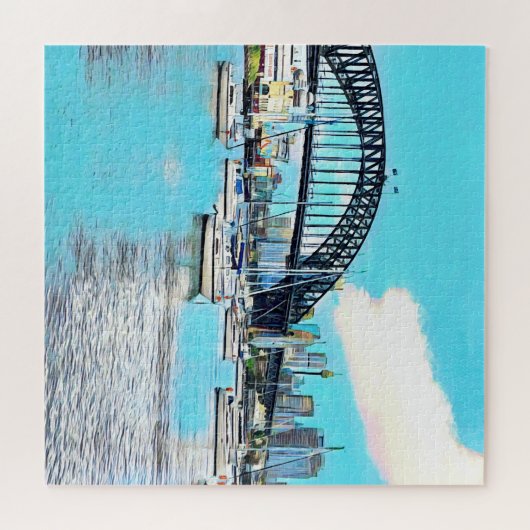 Sydney Harbour Bridge blauer Himmel mit Jachten Puzzle (Horizontal)