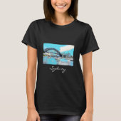 Sydney Harbour Bridge blauer Himmel mit Jachten T-Shirt (Vorderseite)