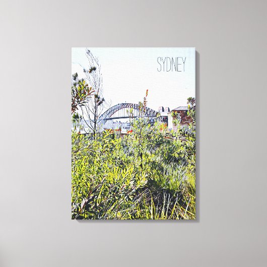 Sydney Harbour Bridge mit einheimischen Pflanze Leinwanddruck (Vorderseite)