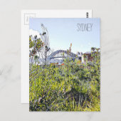 Sydney Harbour Bridge mit einheimischen Pflanze Postkarte (Vorne/Hinten)