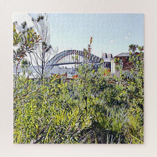 Sydney Harbour Bridge mit einheimischen Pflanze Puzzle (Vertikal)