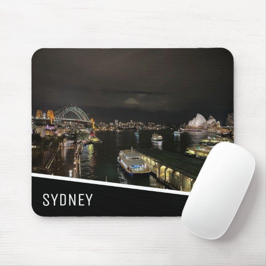 Sydney Harbour by Night, Australien, Black Mousepad (Mit Mouse)