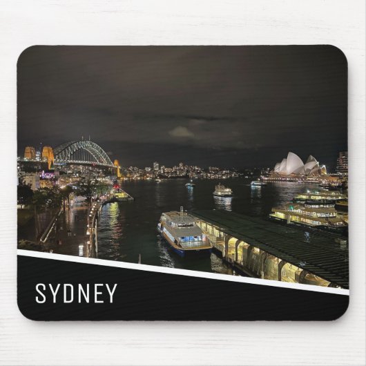 Sydney Harbour by Night, Australien, Black Mousepad (Vorne)